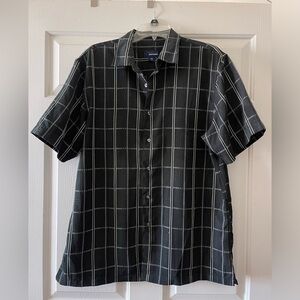 Basic Editions Men's Black Plaid Short Sleeve Shirt size Large